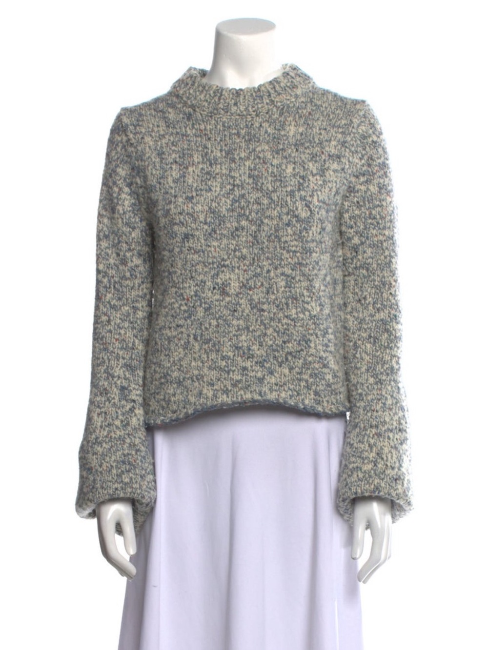 Ulla Johnson Speckled Heather Crewneck Sweater in Blue and Cream